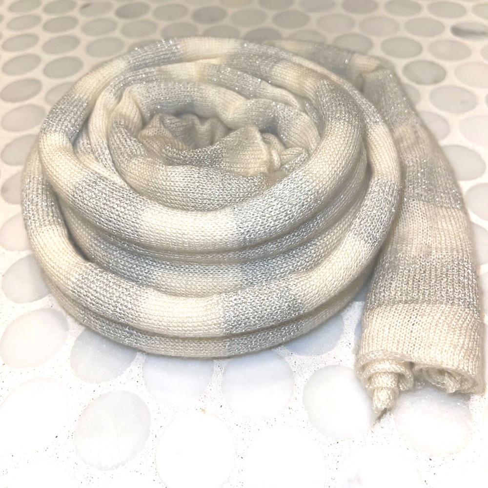 Off White and Silver Fashion Scarf